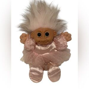 Vintage Russ Berrie Troll Doll Pink Ballerina Plush 90s Soft Toy Blue Eyes 14"